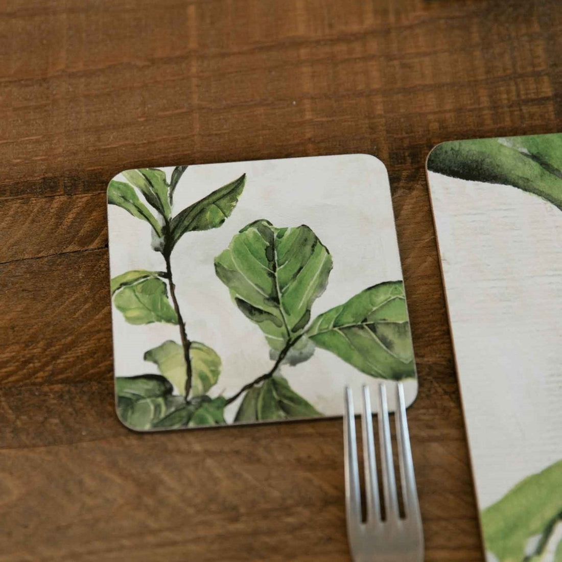 Stylish &amp; Practical Fiddle Leaf Fig Art Coasters - Set of 4 Coaster - rockflowerpaper