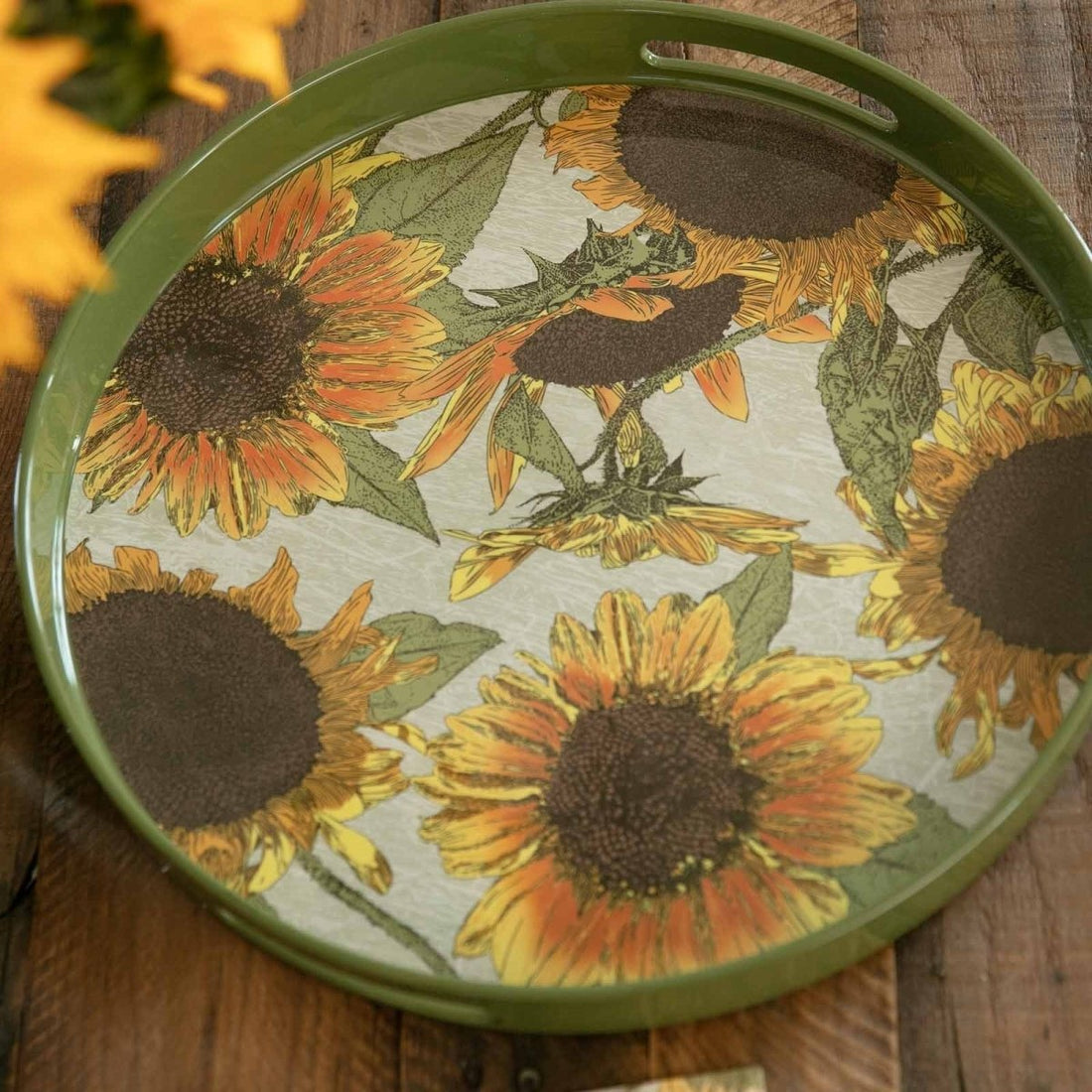 Sunflowers 15 Inch Round Tray Tray - rockflowerpaper