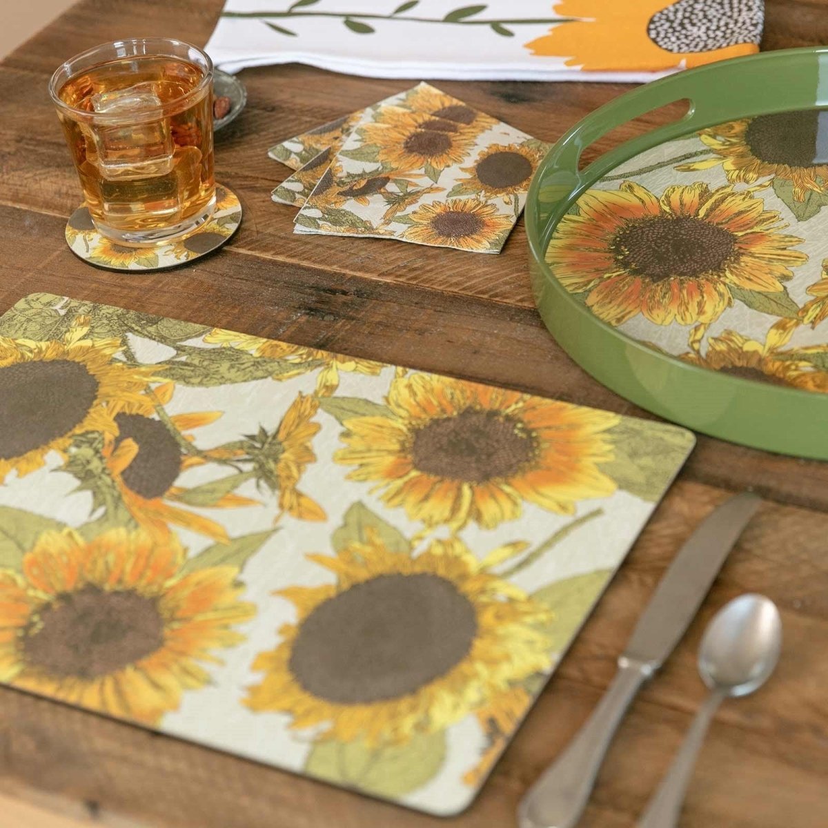 Sunflowers 15 Inch Round Tray Tray - rockflowerpaper