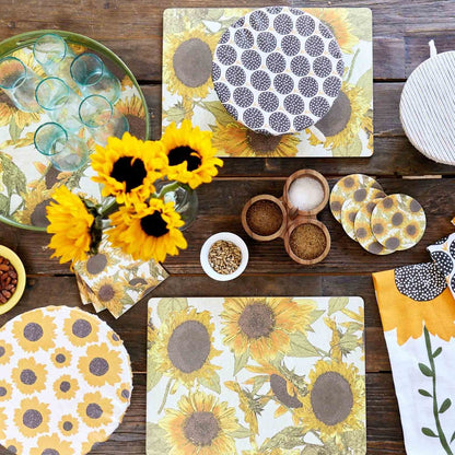 Sunflowers blu Kitchen Food Storage Covers (Set of 3 ) Eco Dish Cover - rockflowerpaper