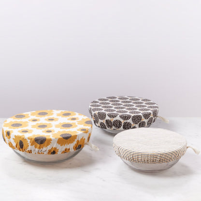 Sunflowers blu Kitchen Food Storage Covers (Set of 3 ) Eco Dish Cover - rockflowerpaper