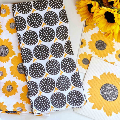 Sunflowers Eco - Friendly blu Sponge Cloth - Set of 2 Eco Cloth - rockflowerpaper