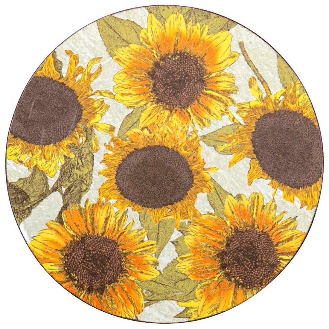 Sunflowers Round Art Coasters - Set of 4 Coaster - rockflowerpaper