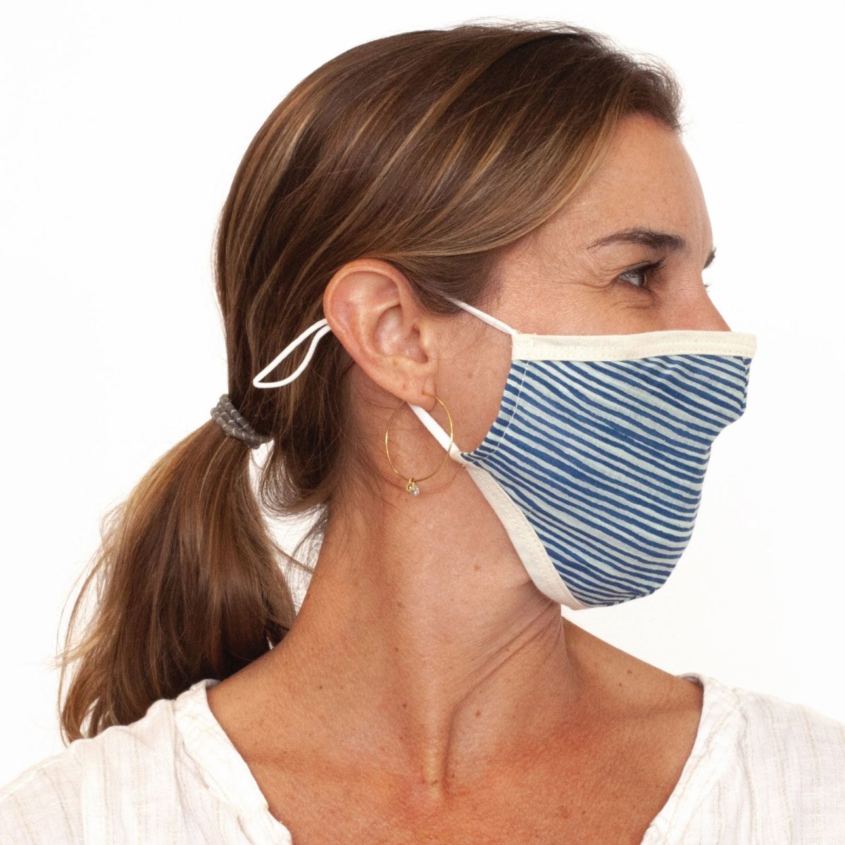 Suri Navy - Chic Adjustable Cotton Mask Mask - rockflowerpaper