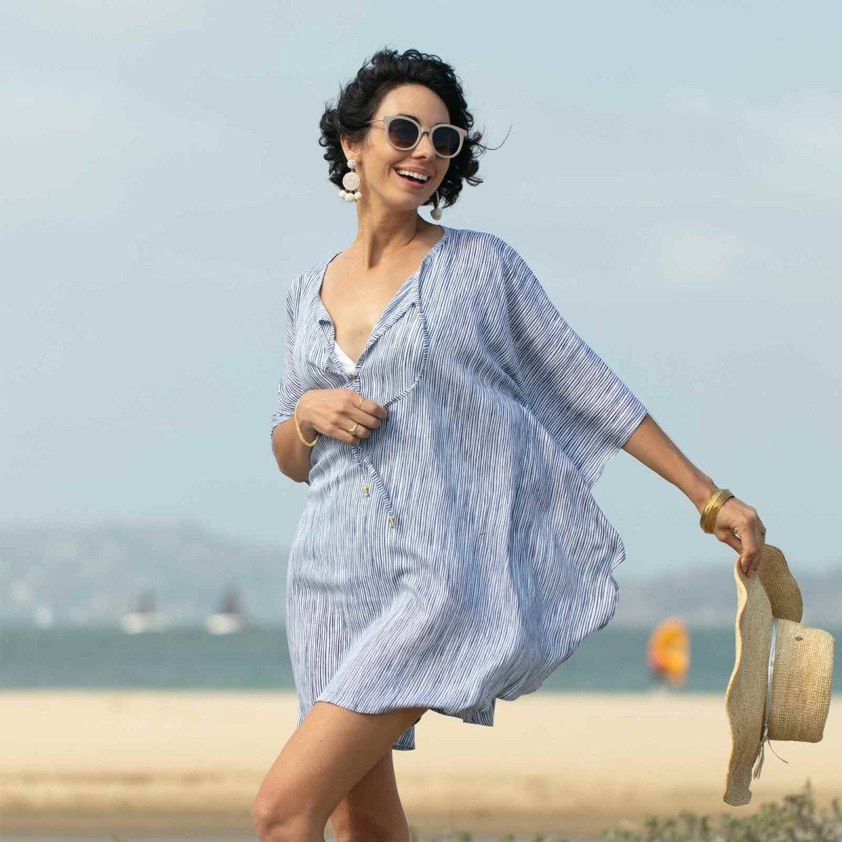 Suri Navy Short Beach Kaftan Kaftan - rockflowerpaper