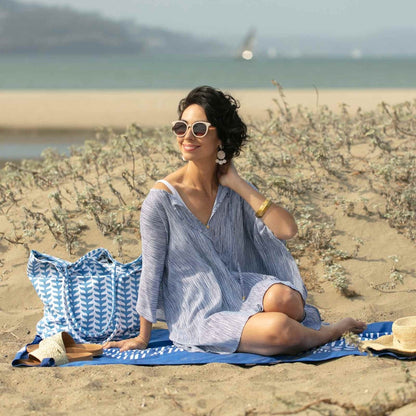 Suri Navy Short Beach Kaftan Kaftan - rockflowerpaper