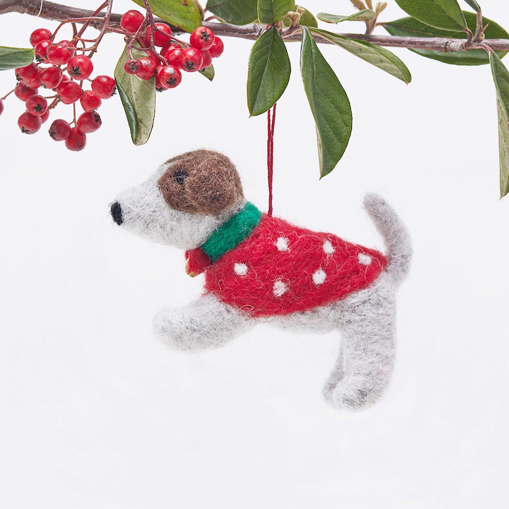 Sweater Dog Felt Ornament Ornament - rockflowerpaper