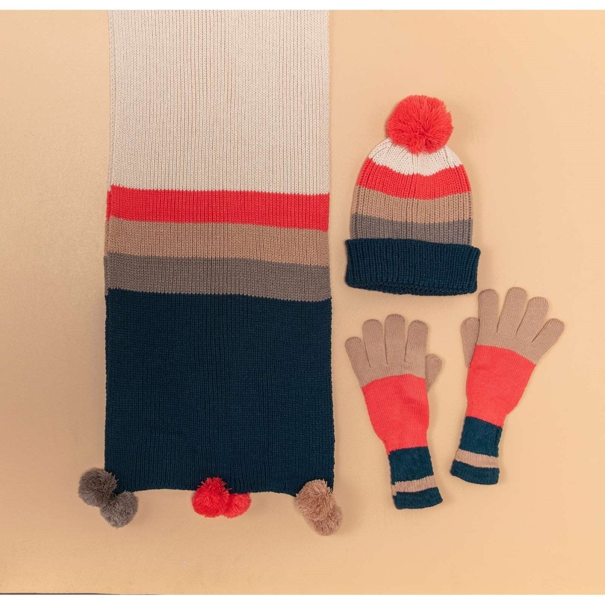 Tan Paddington Stripe Knit Gloves Gloves - rockflowerpaper