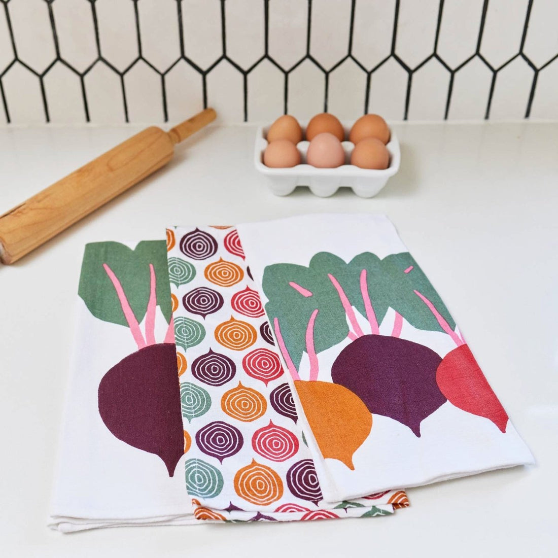 Three Beets Cotton Kitchen Towels Set Of 3 Cotton Kitchen Towel - rockflowerpaper