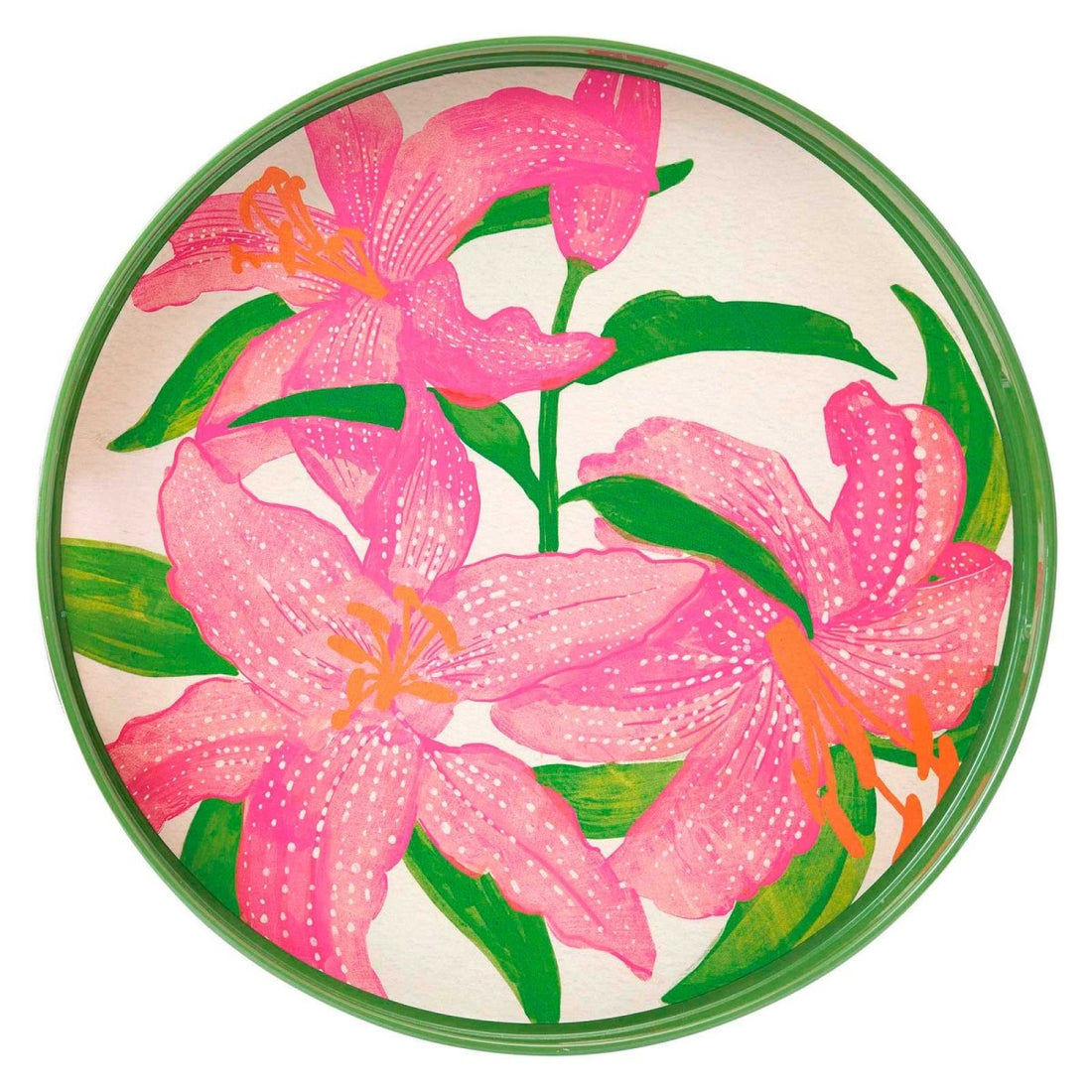 Tiger Lilies 15 Inch Round Tray Tray - rockflowerpaper