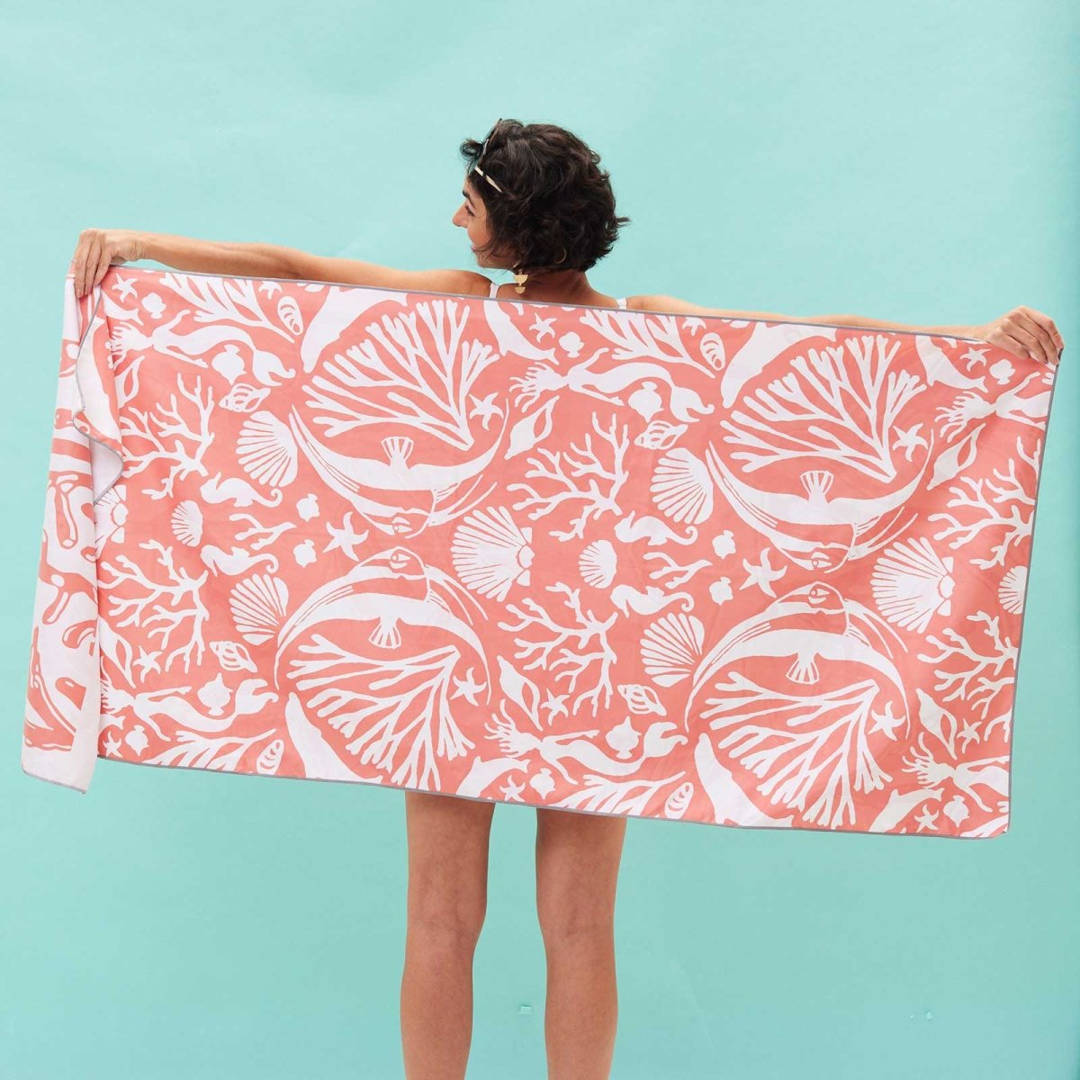 Underwater Sea Coral Reversible Eco Beach Towel Beach Towel - rockflowerpaper