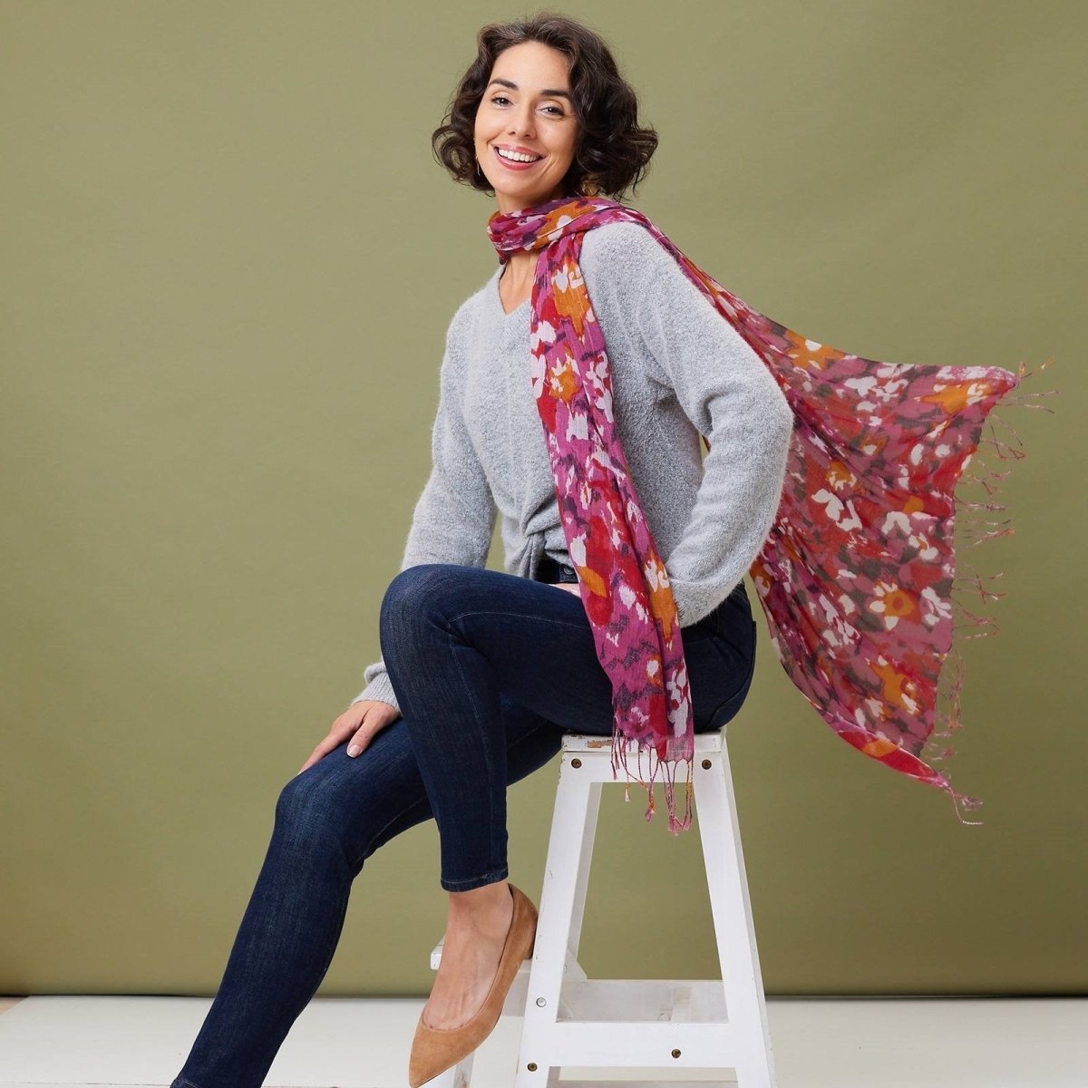 Watercolor Spice Featherweight Tassel Lux Scarf Scarf - rockflowerpaper