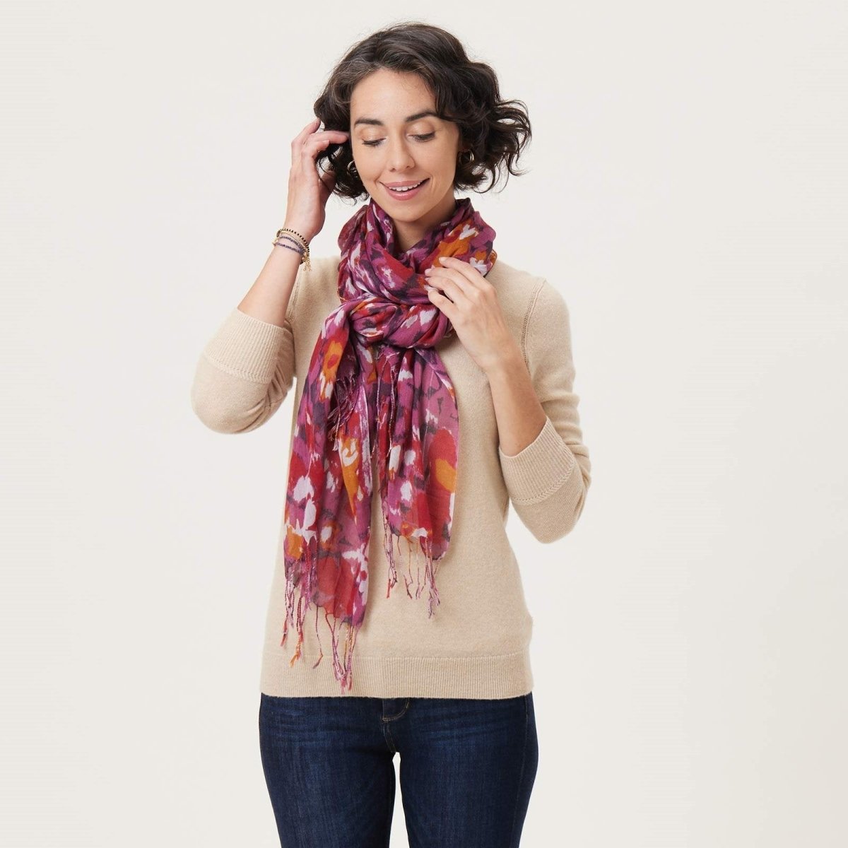 Watercolor Spice Featherweight Tassel Lux Scarf Scarf - rockflowerpaper