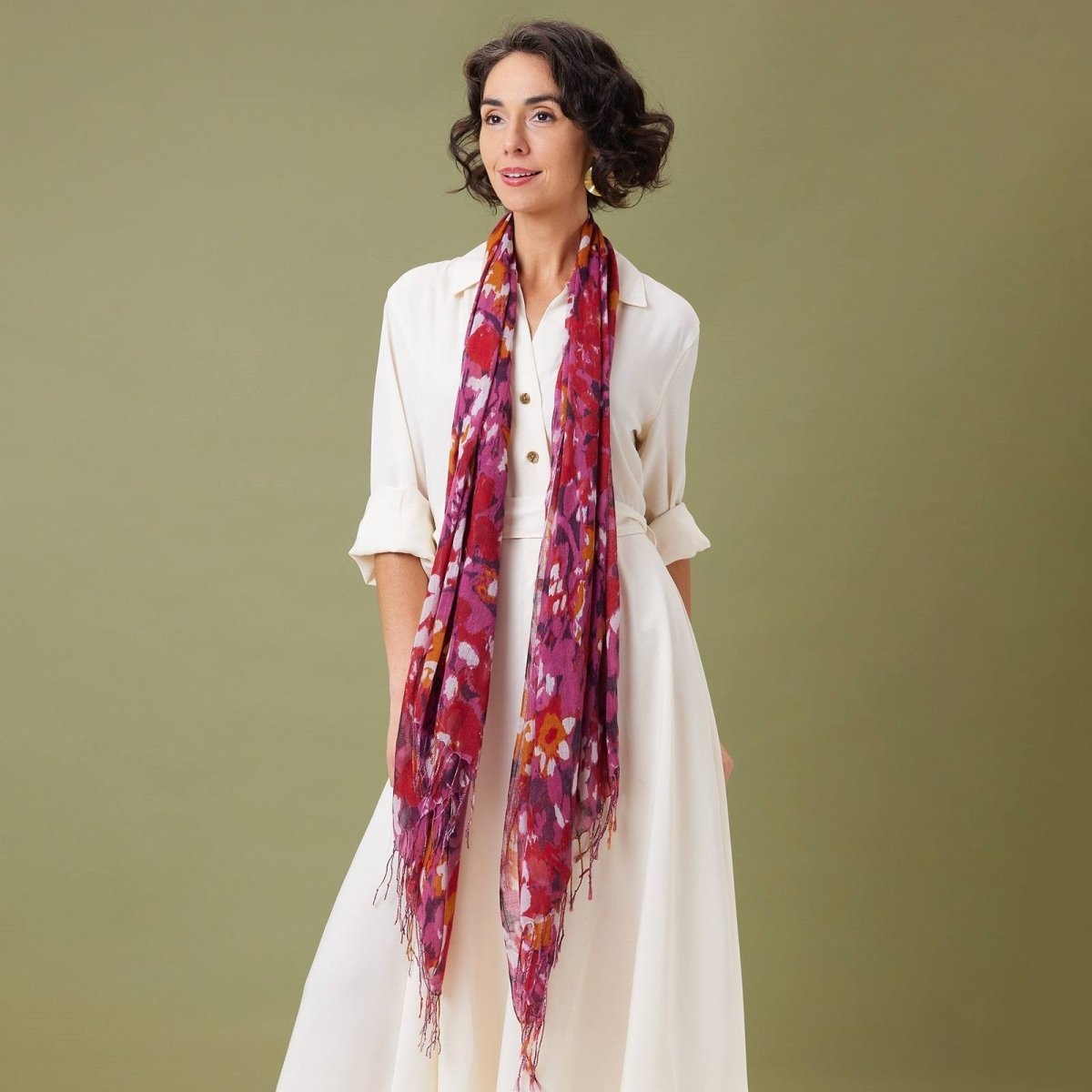 Watercolor Spice Featherweight Tassel Lux Scarf Scarf - rockflowerpaper