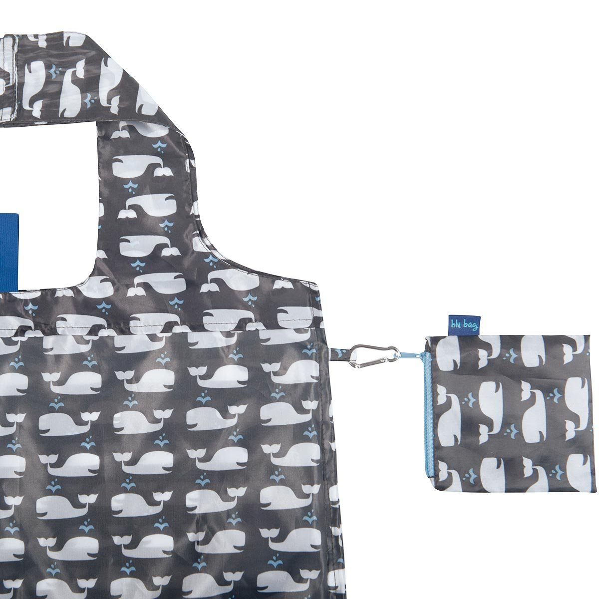 Whales Grey Blu Bag Reusable Shopping Bag= - Machine Washable Reusable Shopping Bag - rockflowerpaper