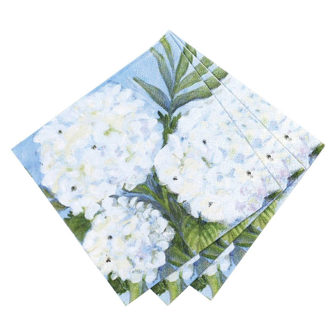 White Hydrangeas Paper Cocktail Napkins (Pack of 20) Paper Cocktail Napkin - rockflowerpaper