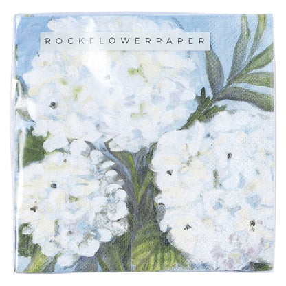 White Hydrangeas Paper Cocktail Napkins (Pack of 20) Paper Cocktail Napkin - rockflowerpaper