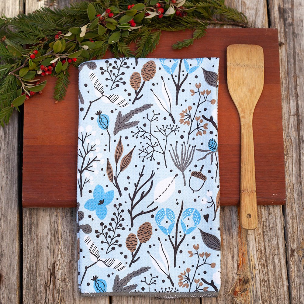 Winter Nature Blu Tea Towel Kitchen Towel - rockflowerpaper